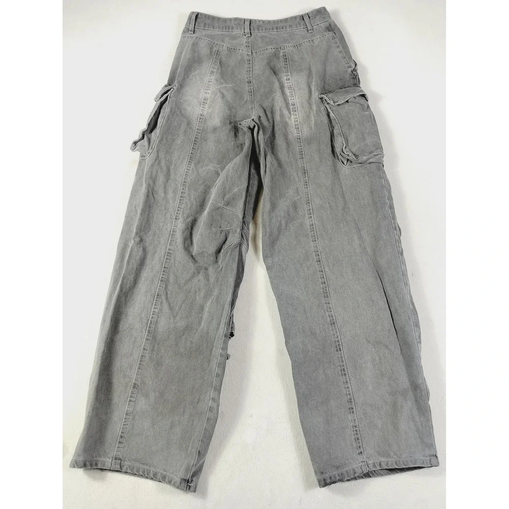AFRM Jeans Womens 26 Gray Parker Cargo Baggy Streetwear Rave Wear Parachute Y2K